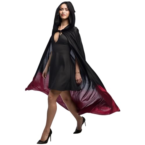 Boland 71020 - Umhang Fade, Vampir Umhang mit Kapzue, max. 170 cm, Cape für Faschingskostüme, Überwurf, Kostüm Zubehör für Karneval, Mottoparty und Halloween von Boland
