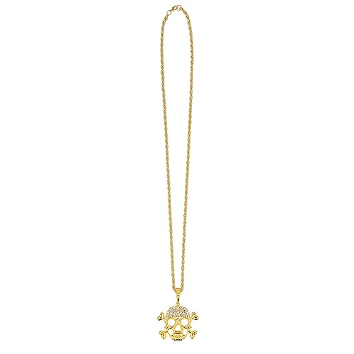 Boland 72326 - Halskette Totenkopf, gold, Halsband für Karneval und Halloween, Modeschmuck, Kostüm Zubehör Boland 72326 - Halskette Totenkopf, gold, Halsband für Karneval und Halloween, Modeschmuck, Kostüm Zubehör von Boland