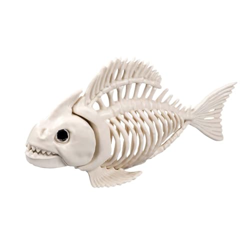 Boland 72400 - Fisch-Skelett, Größe 24 cm, beweglicher Mund, Attrappe aus Kunststoff, Dekoration für Halloween, Karneval oder Mottoparty von Boland