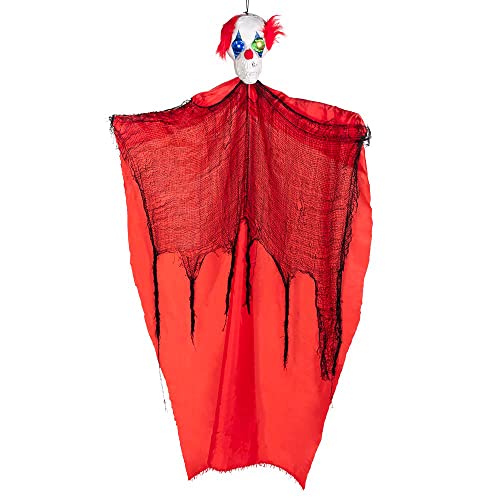 Boland 73046 - Hängender Freaky-Clown, Größe 160 cm, leuchtende Augen, inkl. Batterien, Skelett, Dekoration, Hängedekoration, Aufhänger, Halloween, Karneval, Mottoparty von Boland