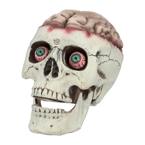 Boland 73213 - Totenkopf Schädel mit beweglichem Kiefer, 18 x 13 x 15 cm, Dekofigur, Halloween Dekoration, Party Deko von Boland