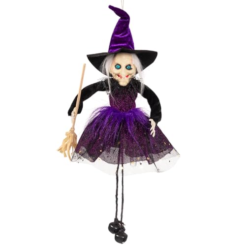 Boland 73218 - Hängende Horror Dekoration, Lila Hexe, 15 cm, Party Deko für Mottoparty und Halloween, Hängedeko von Boland