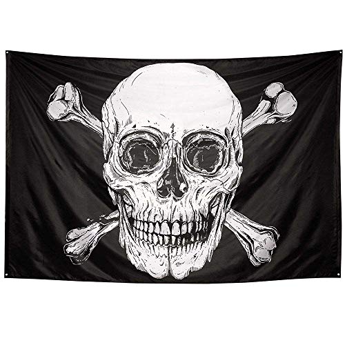 Boland 74110 - Fahne Pirat, Größe 200 x 330 cm, Polyester, Totenkopf, Flagge, Banner, Wanddekoration, Hängedekoration, Kindergeburtstag, Mottoparty, Karneval, Halloween von Boland