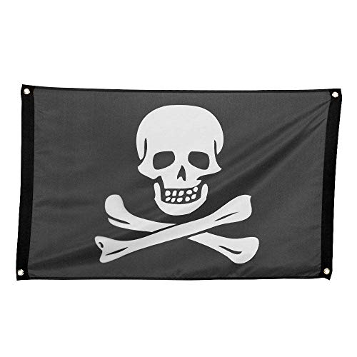 Boland 74162 - Fahne Pirat, Größe 60 x 90 cm, Polyester, Totenkopf, Flagge, Banner, Wanddekoration, Hängedekoration, Kindergeburtstag, Mottoparty, Karneval, Halloween von Boland