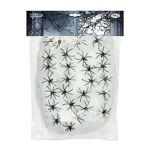 Boland 74425 - Spinngewebe mit 25 Spinnen, 500 gram, weiß von Boland
