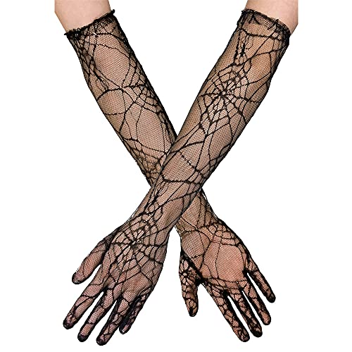 Boland 74543 - Handschuhe Ellenbogen Spiderweb, Schwarz, Damen Erwachsene, 100% Polyester, Hexen, Spinnen, Halloween, Karneval, Mottoparty, Zubehör, Accessoire von Boland