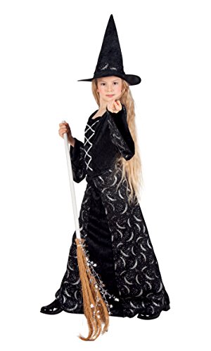 Boland - Kostüm Zauberin für Kinder, langes Kleid und Hut, Hexe, Magierin, Mädchen Kostüm, Karneval, Mottoparty, Halloween, Schwarz von Boland