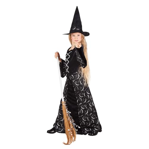 Boland - Kostüm Zauberin für Kinder, langes Kleid und Hut, Hexe, Magierin, Mädchen Kostüm, Karneval, Mottoparty, Halloween, Schwarz Boland - Kostüm Zauberin für Kinder, langes Kleid und Hut, Hexe, Magierin, Mädchen Kostüm, Karneval, Mottoparty, Halloween, Schwarz von Boland
