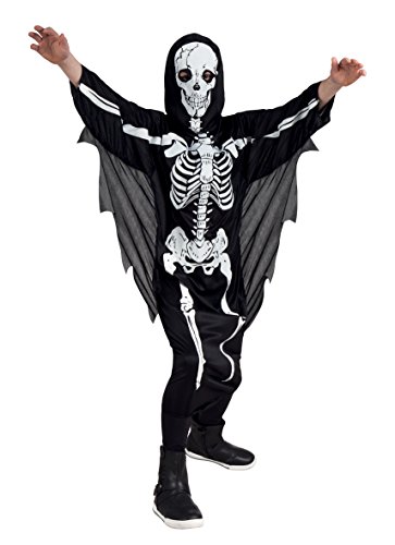 Boland -Kostüm Scary Skeleton für Kinder, Overall mit Kapuze, Skelett, Karneval, Mottoparty, Halloween von Boland