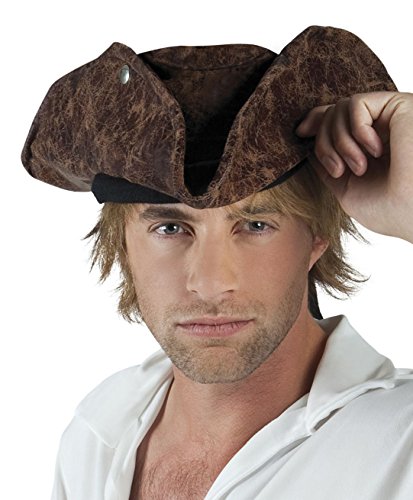 Boland 81899 - Hut Pirat Neptun, Braun, Dreispitz mit Hutband, Kopfbedeckung, Mütze, Seeräuber, Kostüm, Karneval, Mottoparty von Boland