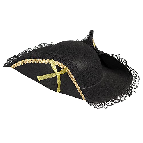 Boland 81901 - Piraten-Hut Fanny, für Erwachsene, Schwarz-Gold, Seeräuber, Pirat, Kopfbedeckung, Kostüm, Karneval, Mottoparty von Boland