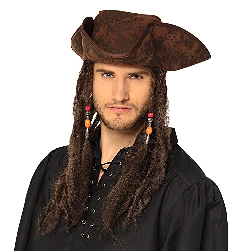 Boland 81914 - Piraten Hut Dirty Joe mit Haaren, Mütze Pirat für Karneval und Mottoparty, Kostüm Zubehör, Kopfbedeckung für Faschingskostüme von Boland