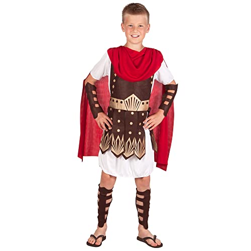 Boland - Kinderkostüm Gladiator, Set mit Tunika, Arm- und Beinschutz, Kämpfer, Ritter, Karneval, Mottoparty, Weiß von Boland