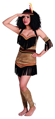 Boland - Erwachsenen-Kostüm Indianerin, verschiedene Größen, kurzes Kleid, Haarband, Arm- und Beinstulpen, Squaw, Wilder Westen, Set, Karneval, Mottoparty von Boland