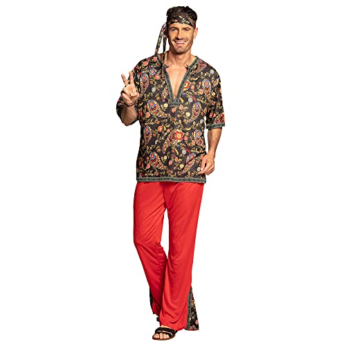 Boland 83801 - Kostüm Flower Beetle für Erwachsene in XL, Hippie Verkleidung mit Hose, Shirt und Stirnband, Flower Power, Karneval, Mottoparty, Schwarz Boland 83801 - Kostüm Flower Beetle für Erwachsene in XL, Hippie Verkleidung mit Hose, Shirt und Stirnband, Flower Power, Karneval, Mottoparty, Schwarz von Boland