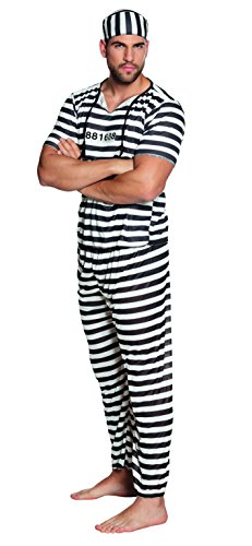 Boland 83820 - Kostüm Set Gefangener für Herren, Größe M/L, Verkleidung als Sträfling für Karneval, Mottoparty oder JGA, Faschingskostüme Männer von Boland