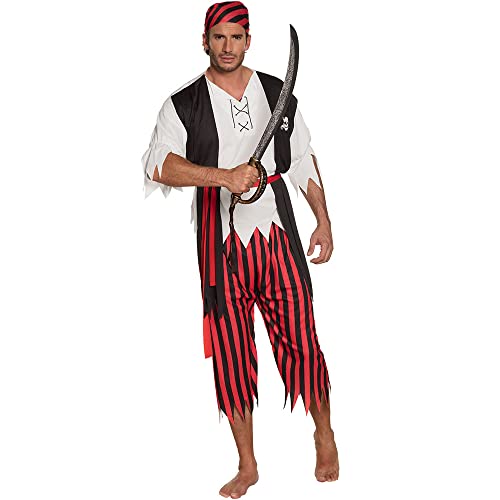 Boland 83845 - Kostüm Pirat, Größe M/L, Bandana, Shirt mit Weste, Gürtel und Hose, für Herren, Karneval, Mottoparty von Boland