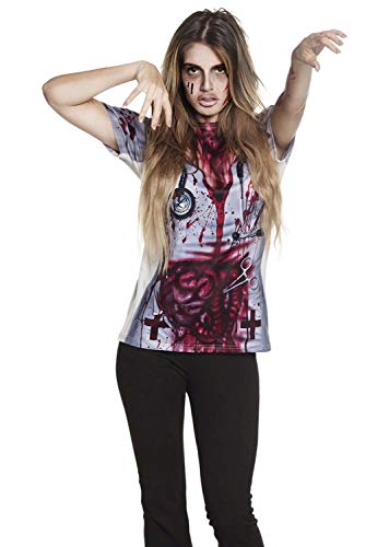Boland 84324 Fotorealistisches Shirt Horror Krankenschwester Gr. M/L, Damen, Mehrfarbig von Boland