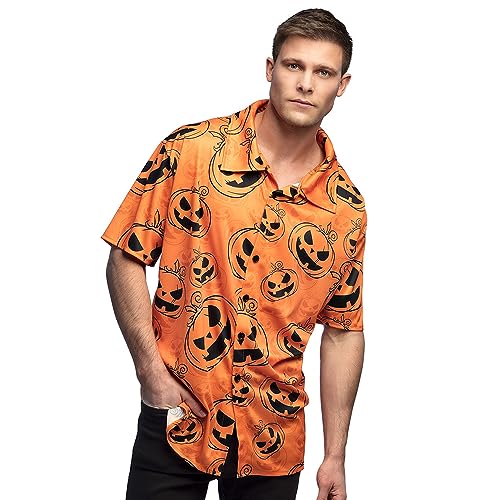 Boland - Hemd kurzarm mit Kürbis Motiv, Herren Shirt für das Halloween Kostüm, Karneval von Boland