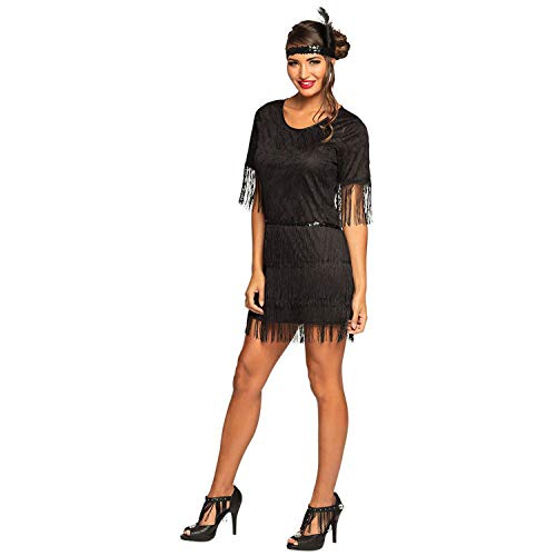 Boland - Kostüm Flapper Darcy, schwarzes Fransenkleid mit Stirnband, Set für Damen, Minikleid, Charleston, 20er Jahre, Kostüm, Karneval, Mottoparty von Boland