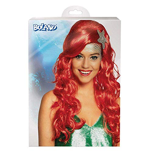 Boland 85051 - Perücke Sirena, lange Haare mit Seestern, Locken, Rot, Frisur, Nixe, Meerjungfrau, Accessoire, Kostüm, Karneval, Mottoparty von Boland