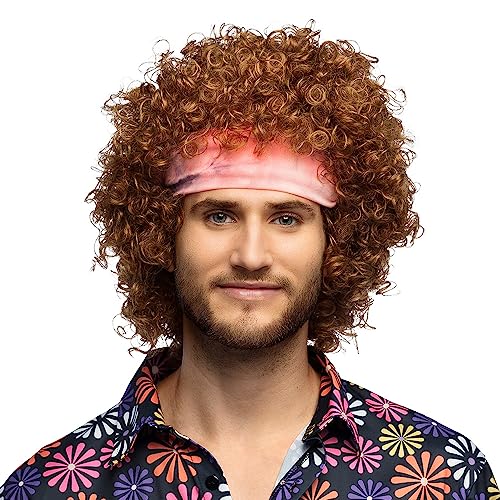 Boland 85715 - Perücke Hippie-Groove mit Stirnband, kurze Kunsthaare mit Locken, Zubehör für Faschingskostüme, Karneval, Mottoparty von Boland