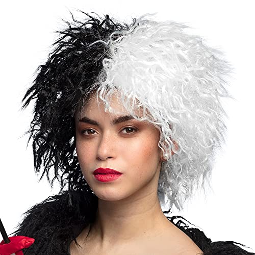 Boland 86035 - Perücke für Erwachsene, schwarz-weiße Damen Perücke für Halloween oder Karneval, Kurzhaarperücke Damen, Zubehör für Kostüme von Boland