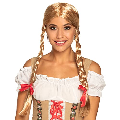 Boland 86117 - Perücke Heidi mit geflochtenen Zöpfen, blondes Kunst-Haar, Volksfest, Tracht, Flechtfrisur, Mottoparty, Karneval von Boland