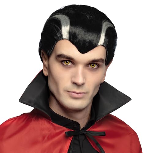 Boland 86339 - Vampir Perücke für Erwachsene, kurze Kunsthaare in Weiß und Schwarz, Halloween Wig von Boland