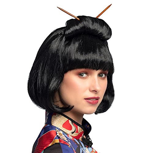 Boland 86417 - Perücke Chinesin für Erwachsene, schwarzes Kunsthaar mit Stäbchen, Frisur für Faschingskostüme, Karneval und Mottoparty Boland 86417 - Perücke Chinesin für Erwachsene, schwarzes Kunsthaar mit Stäbchen, Frisur für Faschingskostüme, Karneval und Mottoparty von Boland