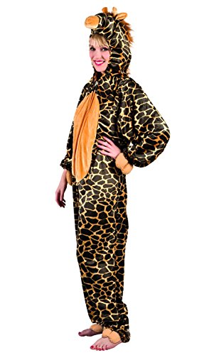 Boland - Erwachsenen-Kostüm Giraffe, Kapuzen-Overall aus Plüsch, Tiermotiv, Reisverschluss vorne, Zoo, Afrika, Karneval, Fasching, Mottoparty von Boland
