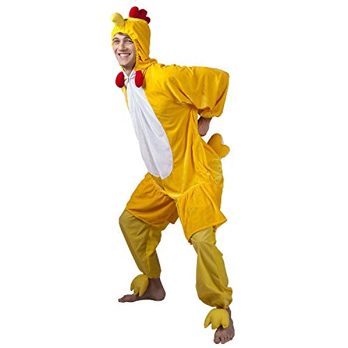 Boland 88174 - Kostüm Huhn, Länge ca. 165 cm, für Teenager und Erwachsene, Plüsch-Overall mit Kapuze, Jumpsuit, Anzug, Henne, Hahn, Tier, Verkleidung, Karneval, Mottoparty von Boland