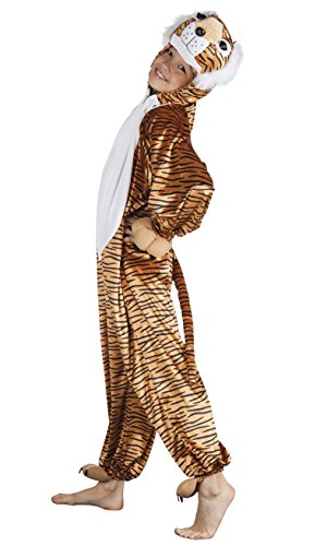 Boland - Kostüm für Kinder Tiger aus Plüsch, Overall mit Kapuze, Faschingskostüme, Verkleidung für Karneval von Boland