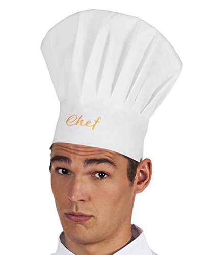 Boland 90647 - Kochmütze Chef, Weiß-Gelb, Unisex, Chefkoch, Hut, Haube, Kopfbedeckung, Kostüm, Karneval, Mottoparty, Küche von Boland