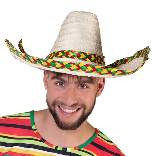 Boland 95430 - Sombrero Fiesta, Durchmesser 48 cm, Strohhut mit farbiger Krempe, Hut, Kopfbedeckung, Fiesta-Party, Kostüm, Karneval, Mottoparty Boland 95430 - Sombrero Fiesta, Durchmesser 48 cm, Strohhut mit farbiger Krempe, Hut, Kopfbedeckung, Fiesta-Party, Kostüm, Karneval, Mottoparty von Boland