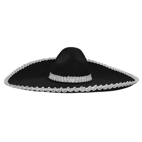 Boland 95470 - Sombrero Juanito, Durchmesser 58 cm, Schwarz-Weiß, Hut, Mexiko, Mexikaner, Accessoire, Karneval, Mottoparty von Boland