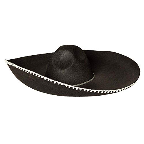 Boland 95470 - Sombrero Juanito, Durchmesser 58 cm, Schwarz-Weiß, Hut, Mexiko, Mexikaner, Accessoire, Karneval, Mottoparty von Boland