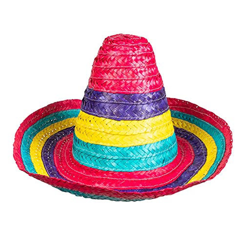 Boland 95475 - Kinder-Sombrero Puebla, Durchmesser 40 cm, farbenfroher Strohhut, Hut, Kopfbedeckung, Kinderparty, Kostüm, Karneval, Mottoparty von Boland