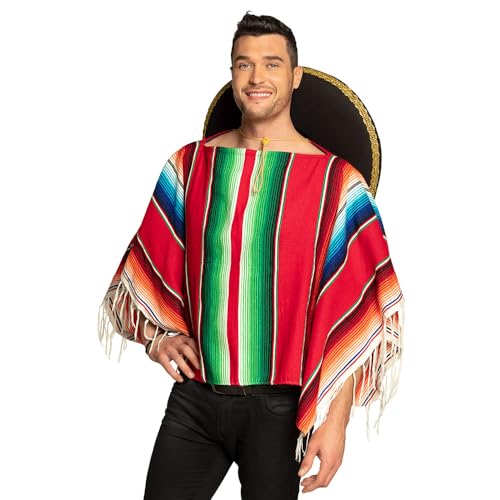 Boland 95480 - Poncho Rodrigo, Größe 120 x 120 cm, Mehrfarbig, Überwurf, Mexiko, Mexikaner, Kostüm, Karneval, Mottoparty von Boland