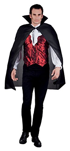 Boland 96922 - Vampir Umhang mit Kragen, Schwarz, Länge 120 cm, Überwurf, Kostüm, Karneval, Mottoparty, Halloween von Boland