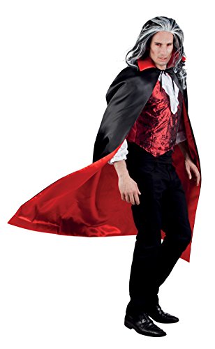 Boland 96935 - Vampir Umhang mit Kragen, Schwarz-Rot, Länge 150 cm, Dracula-Überwurf, Kostüm, Karneval, Halloween von Boland