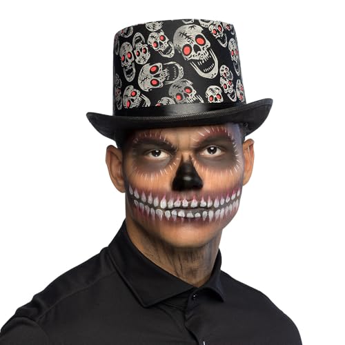 Boland 96997 - Hut Skull Blink, One Size, Erwachsene Herren, Schwarz, Totenkopf, Schädel, Skelett, Halloween, Karneval, Mottoparty von Boland