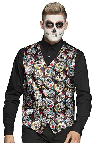 Boland 97082 - Weste Day of the Dead, Dia de los Muertos, Totenköpfe, für Herren, Kostüm, Karneval, Mottoparty, Halloween von Boland