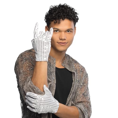 Boland 03073 - Paillettenhandschuhe, Silber, Accessoire, Popstar, Star, Glitzerhandschuh, Mottoparty, Karneval von Boland