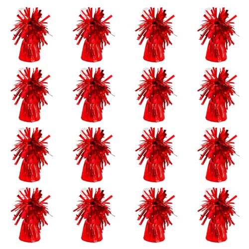 Boland - Ballongewicht mit Metallicfolie, 16 Stück, 160 - 180 g, Ballon Beschwerer, für Luftballons und Heliumballons, Rot von Boland