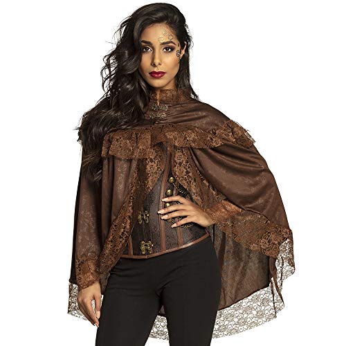 Boland 54555 - Umhang Steampunk, Länge ca. 85 cm, Braun, Cape, Überwurf, Timepunk, Unisex, Kostüm, Fasching, Mottoparty von Boland