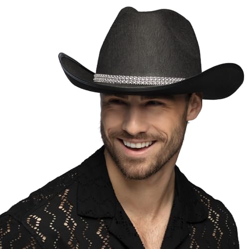 Boland - Cowboyhut Daisy, Kopfbedeckung, Accessoire für Western Kostüme, Zubehör für Festival, Karneval oder Junggesellenabschied, Schwarz Boland - Cowboyhut Daisy, Kopfbedeckung, Accessoire für Western Kostüme, Zubehör für Festival, Karneval oder Junggesellenabschied, Schwarz von Boland