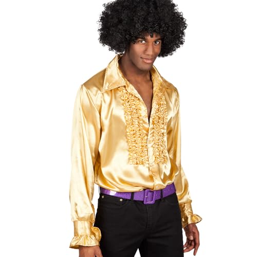 Boland- Disco Hemd mit Rüschen, Gold, für Herren, Kostüm, Party Shirt, Schlagermove, 70er Jahre, Mottoparty, Karneval von Boland