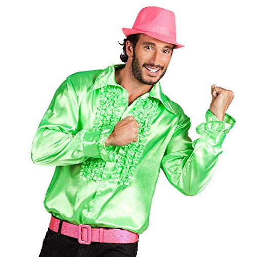 Boland- Disco Hemd mit Rüschen, Limonengrün, für Herren, Kostüm, Party Shirt, Schlagermove, 70er Jahre, Mottoparty, Karneval von Boland