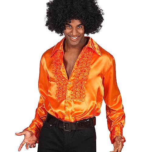 Boland - Disco Hemd mit Rüschen, Orange, für Herren, Kostüm, Party Shirt, Schlagermove, 70er Jahre, Mottoparty, Karneval von Boland